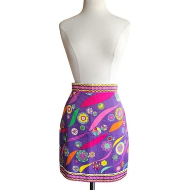 Vintage 60s 70s Pucci Skirt Purple Floral Print A Line 