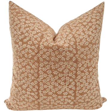 Apricot Floral Block Print Pillow Cover