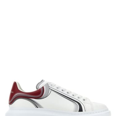 Alexander Mcqueen Man White Leather Sneakers With Tyrian Purple Leather Heel