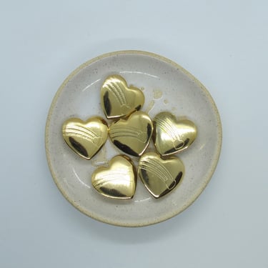 Vintage Heart Pin Brooch - Gold Tone Metal Button - 80s Style Pinback - Sold Individually 