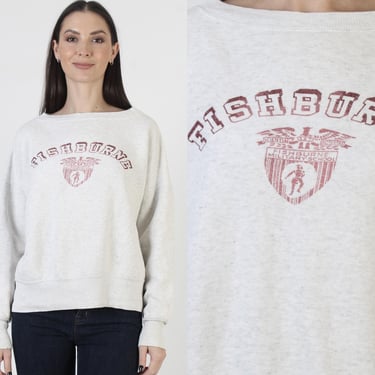 Fishburne Military School Sweatshirt, Vintage 50s 60s Crewneck, Heather Grey Cotton 