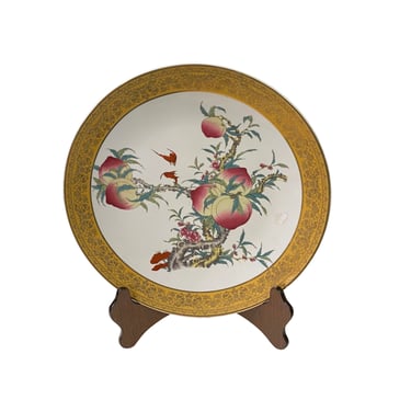 Chinese Pink Peach Tree Graphic Porcelain Display Charger Plate ws2755E 