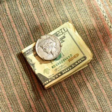 Swank 1923 Peace Silver Dollar Money Clip, Goddess Of Liberty, Vintage Bill Holder, 1.5