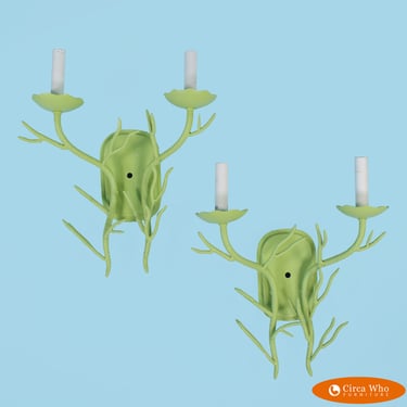 Pair of Green Coral Sconces