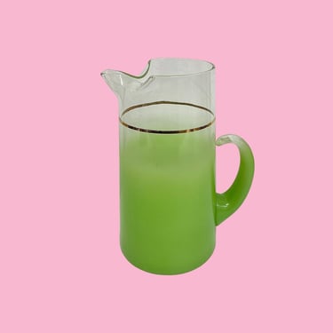 Vintage Blendo Pitcher Retro 1960s Mid Century Modern + Lime Green + Frosted + West Virginia Glass + Serving Drinks + Barware + MCM Kitchen 