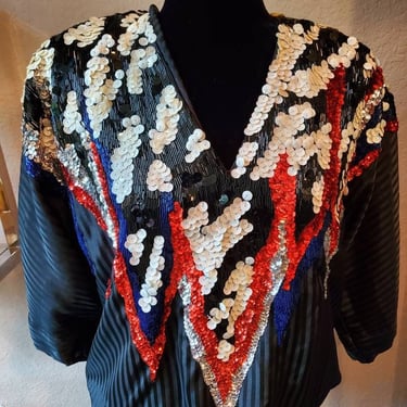 Diane Freis designer vintage sequins top 