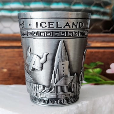 Iceland Pewter Shot Glass~Whiskey Glass~Vintage Barware~Gifts for Him 