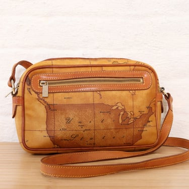 Cartography Print Faux Leather Purse