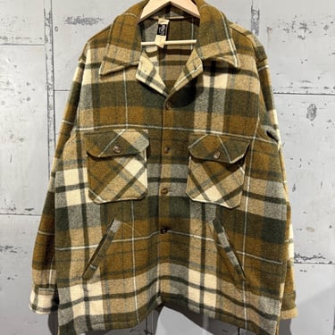 Vintage Woolrich Jacket Overshirt Plaid Shacket  Brown and Green Hunting Flannel Shirt XL 