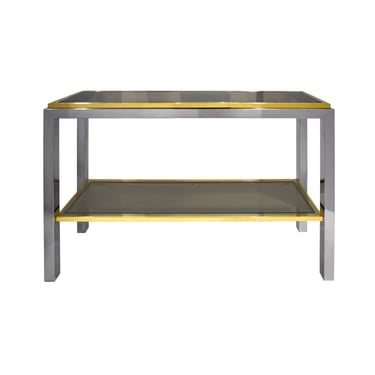 Willy Rizzo "Flamina Console Table" in Chrome and Brass 1970s (Signed)