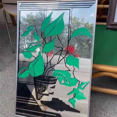 Vintage Copeland Style Silk Screen Mirror Art 20x31” tall