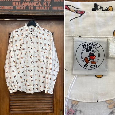 Vintage 1980’s Disney Mickey Mouse New Wave Pop Art Cartoon Shirt, 80’s Vintage Clothing 
