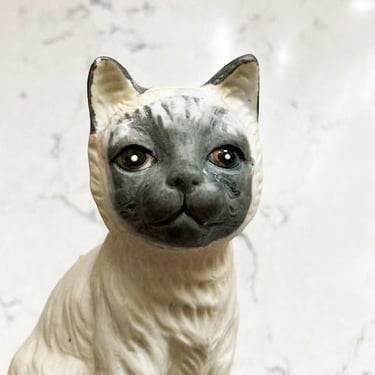 Vintage Siamese Cat Figurine Bell Porcelain 4" Home Decoration, Antique Black and White Cat Porcelain Figurine by LeChalet