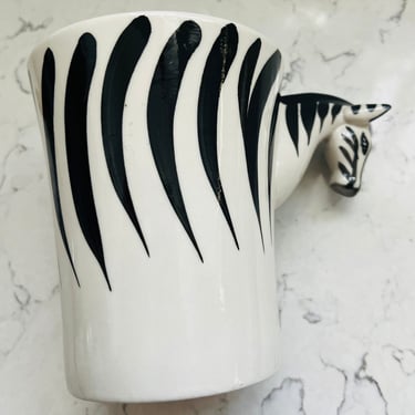 Discontinued Pier One Imports Stoneware Oversize Mug With Zebra Handle by LeChalet