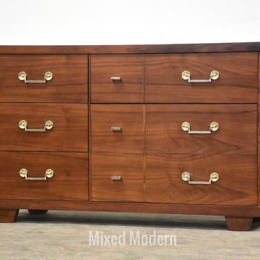 Refinished 52” Walnut Mid Century Modern Dresser 