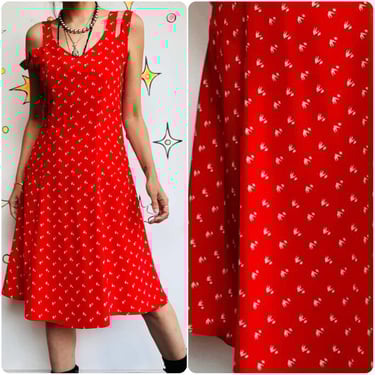 Y2K Cherry Red Silk Slip Dress – Anthropologie – Romantic Pirate Grunge Boho – 4 