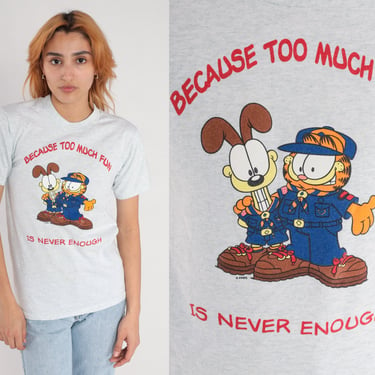 90s Garfield Shirt -- Cub Scouts TShirt 1990s Odie Too Much Fun Is Never Enough Cartoon Animal Comic Graphic Vintage Tee Extra Small xs 