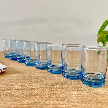 Vintage Saturn Blue (Blueberry) Juice Glasses by Anchor Hocking - Set of 8 