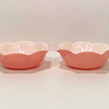 Two Hazel Atlas Pink Crinoline Cereal Bowls 