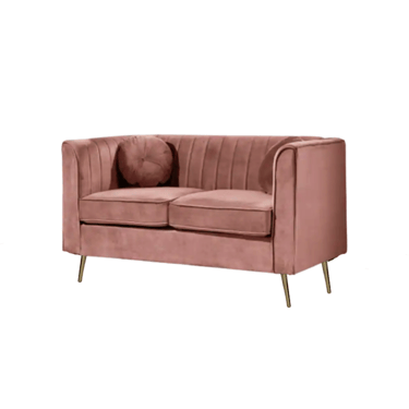 Rose Velvet 2-Seater Chesterfield Loveseat with Square Arms (Round Cushion Not Included)