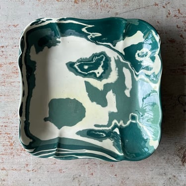 Green Marbled Square Platter