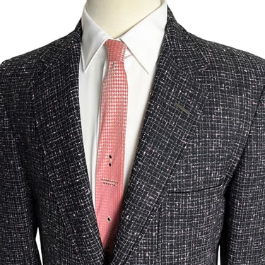 Vintage 1950s Pink ATOMIC FLECK Wool Rockabilly Sport Coat ~ 40 Long ~ blazer / jacket ~ Elvis ~ VLV ~ 