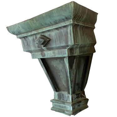 1800's Antique American Verdigris Copper Scupper as a One-Light Wall Sconce 