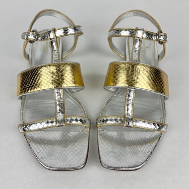 Louis Vuitton Metallic Gladiator Sandals, Size 41, Gold/Silver