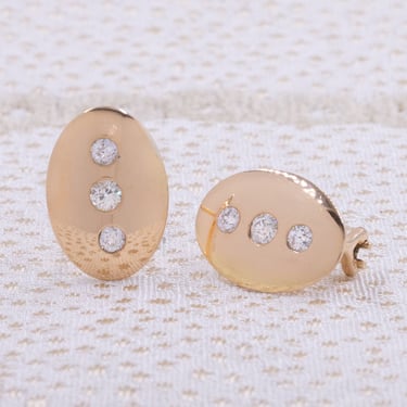 Triple Diamond Disc Earrings