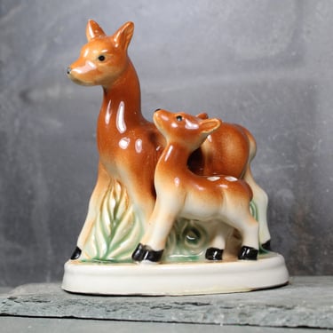 Vintage Doe and Fawn Small Planter | Deer and Baby Deer Planter | Made in Japan Ceramic Planter | Bixley Shop 
