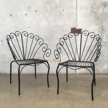 Pair Of Wrought Iron Peacock Chairs In The Style Of Dorothy Draper