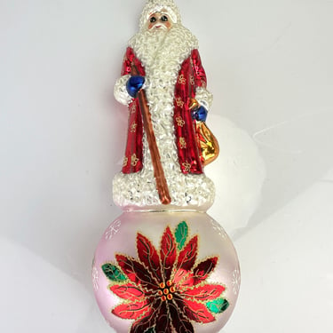 Christopher Radko 15th Anniv WINTER BLOSSOM SANTA Rare Glass Christmas Ornament 