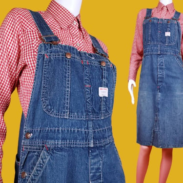 Vintage Big Mac overall dress. 60s 70s beautifully distressed & upcycled one of a kind. (S/M) 
