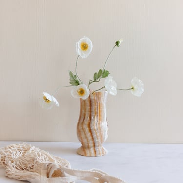 vintage French solid onyx tulip vase