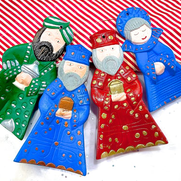 VINTAGE: 4pcs - Ceramic Ornaments - Nativity Ornaments - Wisemen - Angel - Christmas Holidays 