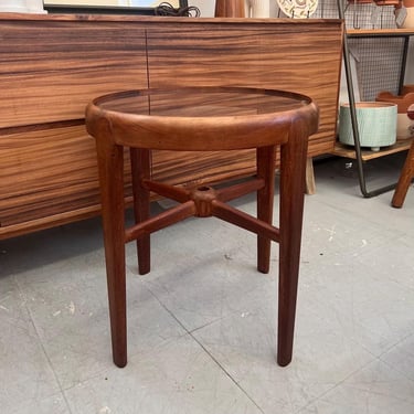 Free Shipping Within Continental US - Vintage Mid Century Modern Solid Wood Teak Side Table or Accent Table Glass Top 