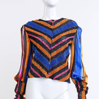 Shirred Chevron Stripe Top