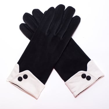 Retro Black Mid-Century Cuffed Gloves 