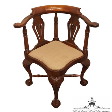 VINTAGE ANTIQUE Solid Mahogany Traditional Style Ball and Claw Foot Accent Corner Chair 