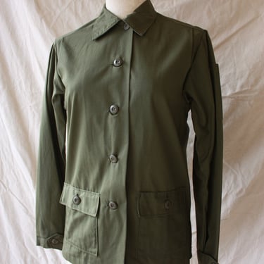 70s Women's US Army OG-107 Utility Field Shirt Cotton Poplin Size M 