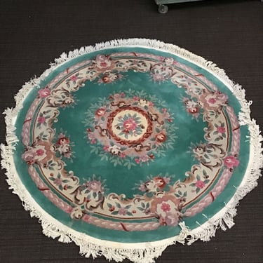 Floral &amp; Fringe Circle Rug (Seattle)