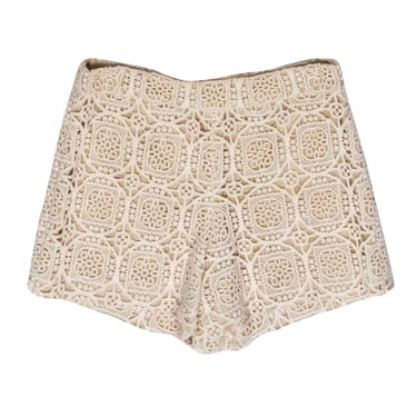 Alice & Olivia - Beige Crochet High Waisted Cotton Shorts Sz 2