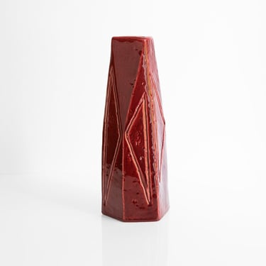 Vilhelm Bjerke-Petersen red stoneware vase for Rorstrand, 1950's