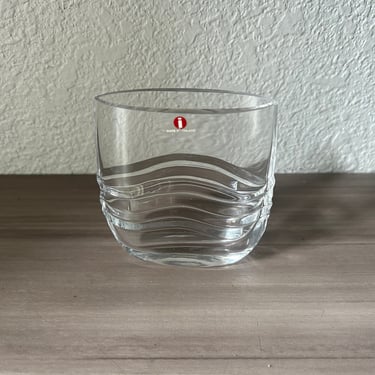 Vintage Iittala Finland Vuoksi Clear Glass Flower Vase by Jorma Vennola, Scandinavian Collectible Glass Art, Danish Modern 