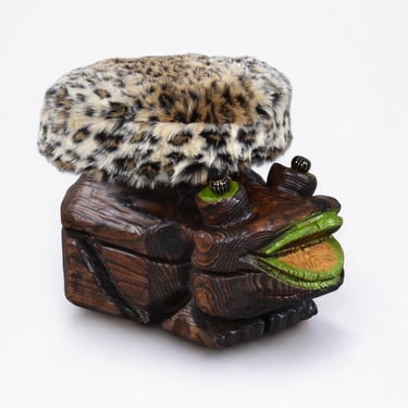 Restored Witco Tiki Carved Wood Frog Ottoman Toad Stool 