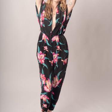 1980’s Black Floral Jumpsuit