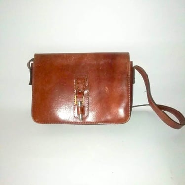 Vintage Leather Womens Bag / Leather Crossbody Purse/ Small Woman Leather Purse/ Brown Leather Crossbody Bag /70s 