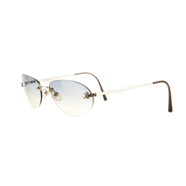 Chanel Blue Oval Rimless Sunglasses