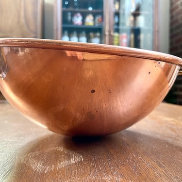 Vintage Copper Bowl with Brass Hanging Ring | Copper Mixing Bowl 