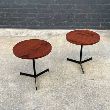 Pair of Vintage Mid-Century Modern Tripod Rosewood & Iron Side Tables, c.1960’s 